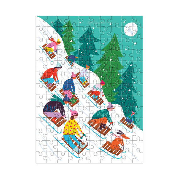 Christmas Winter Sledding | 130 Piece Puzzle Ornament