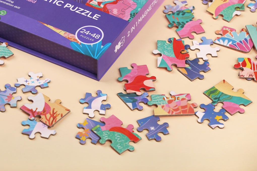 MierEdu | 2 in 1 Magnetic Puzzle | Unicorn and Mermaid
