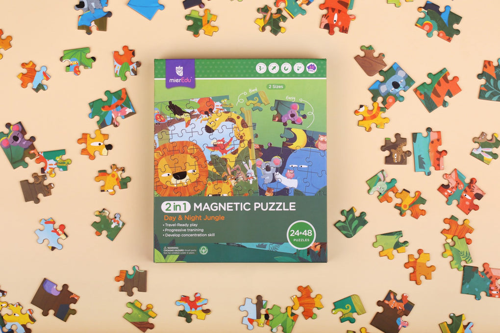 MierEdu | 2 in 1 Magnetic Puzzle | Day + Night Jungle