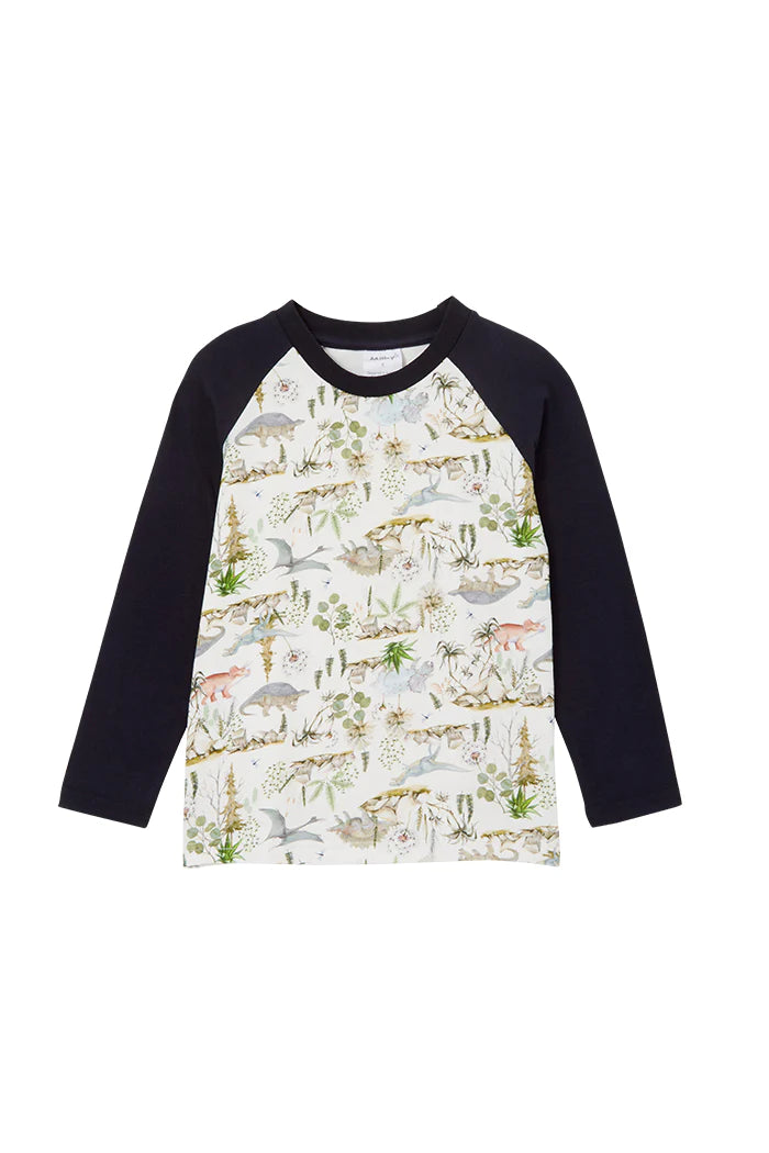 Milky | Dinosaur Raglan Long Sleeve T-Shirt | Sizes 2-7