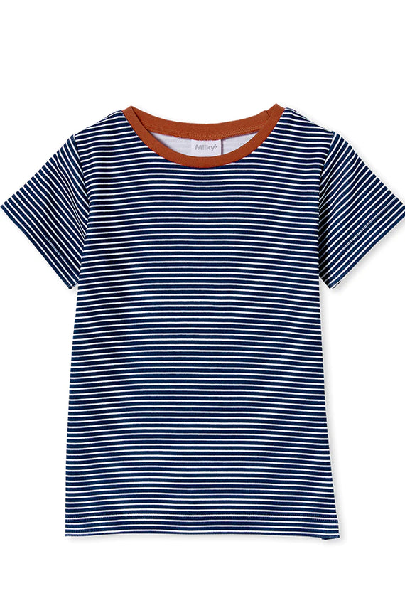 Milky | Navy Mini Stripe T-Shirt | Sizes 2-7