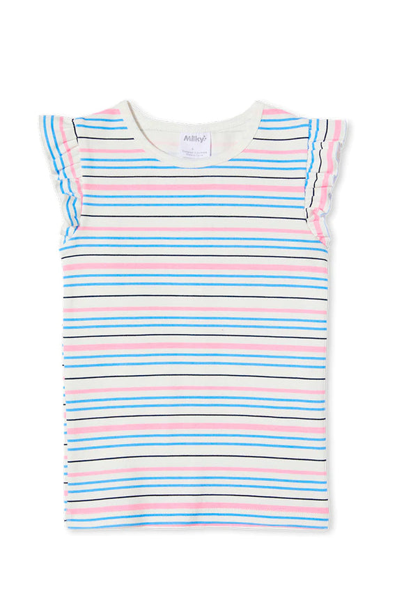 Milky | Stripe Rib T-Shirt | Sizes 8-12