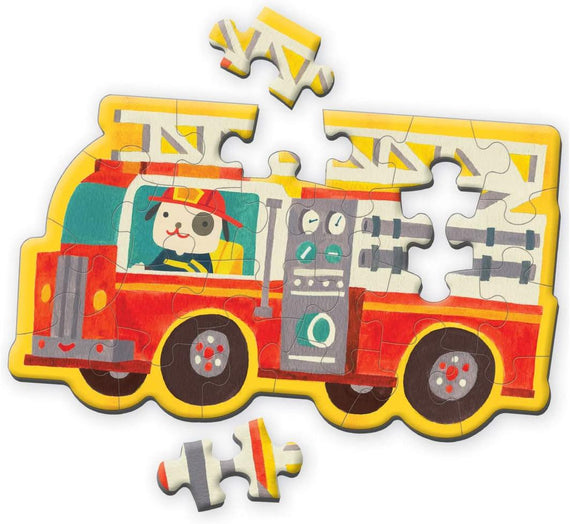 Mudpuppy | Mini Shaped Puzzle | Fire Truck Puzzle