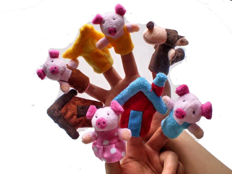 Three Little Pigs Finger Puppets - Set of 8